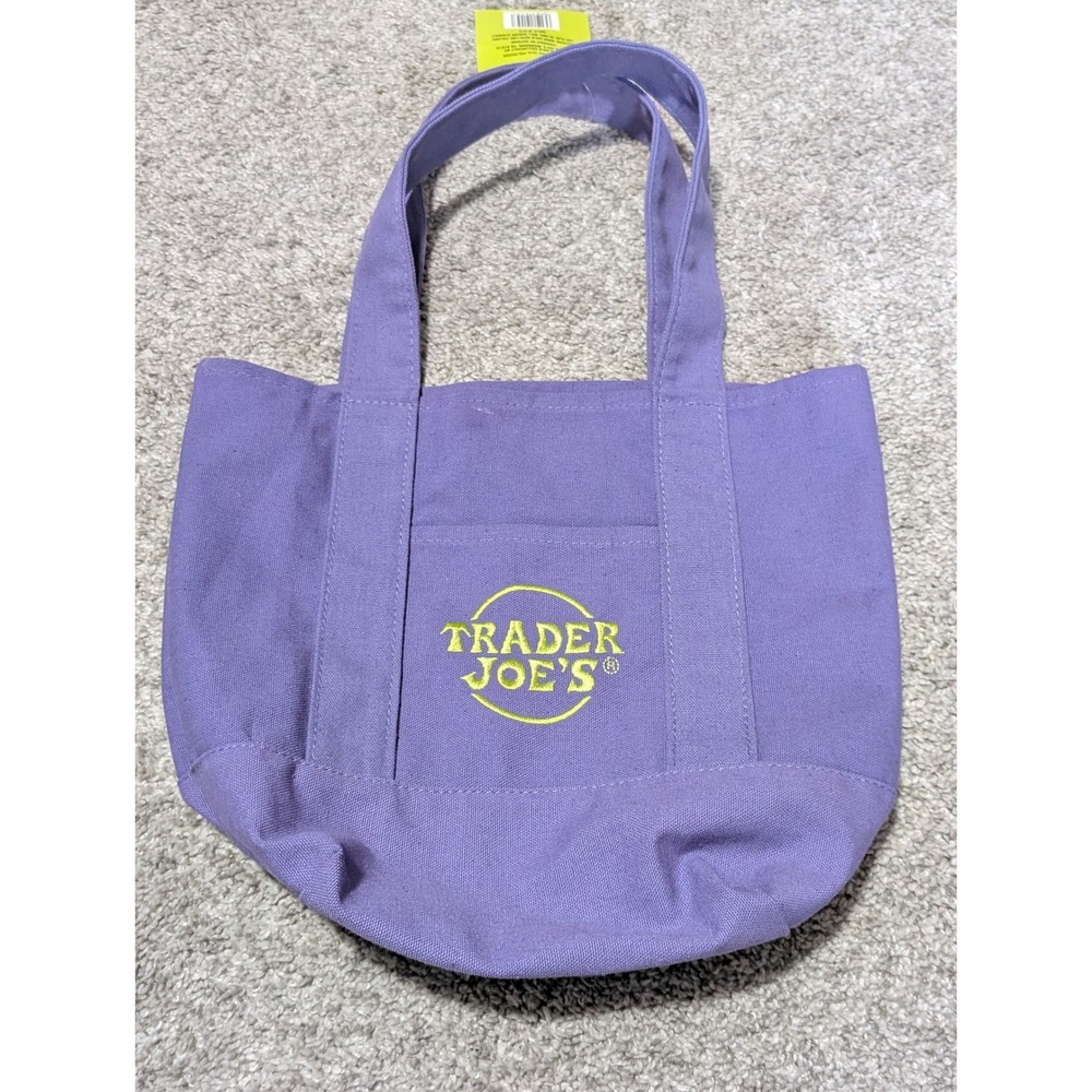 Trader Joe's Tote Bag Unisex Mini Purple Trick-or-Treat Canvas Logo Grocery Core
